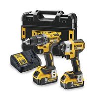 dewalt dck268p2t-qw kit combinado de taladro de percusion y atornillador de impacto de 18v amarillonegro