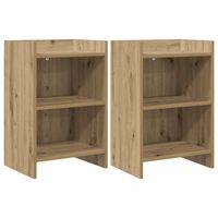 mesitas de noche 2 uds - mueble de dormitorio - madera de ingenieria - roble 40x30x60cm
