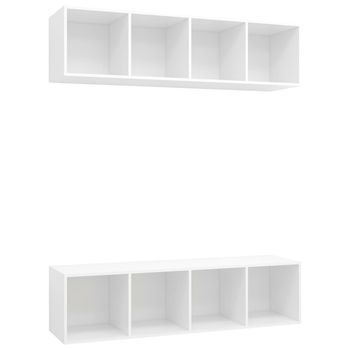 Muebles De Salón De Pared 2 Uds | Mueble Tv Madera Ingeniería Blanco Cfw19311