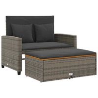 sofa de jardin con cojines 2 plazas  sofa de exterior ratan sintetico madera gris