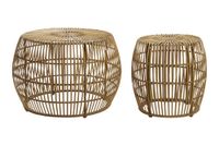 set 2 mesa centro de bambu en natural 70x70x50cm