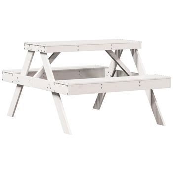 Mesa De Pícnic | Mesa De Camping | Mesa De Jardín Madera Maciza De Pino Blanco 105x134x75 Cm