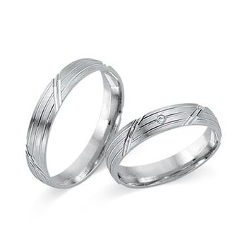 Alianzas 8 quilates oro blanco con diamante