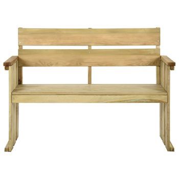 Banco De Jardín | Banco De Exterior | Silla De Jardín De Madera De Pino Impregnada 121 Cm