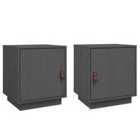 juego de 2 mesitas de noche con compartimento con puerta 40 x 34 x 45 cm madera pino gris dec035324
