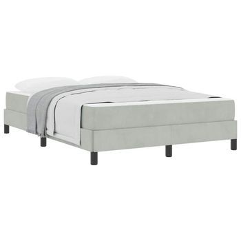 Cama Box Spring Con Colchón Gris Claro 160 X 200 Cm Terciopelo