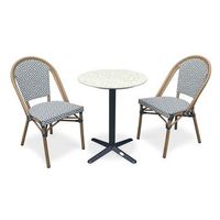 conjunto de comedor de jardin de 2 plazas de acero y terrazo