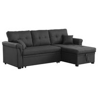 sofa esquinero recto cama de 4 plazas en tejido gris oscuro toronto