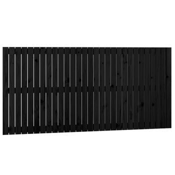 Cabecero De Cama De Pared Madera Maciza Pino Negro 185x3x90 Cm