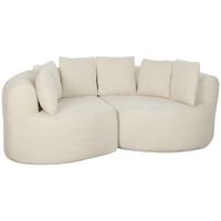 homcom sofa 3 plazas curvado de chenilla 188 cm con asiento profundo y 6 cojines crema   aosom espana