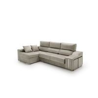 sofa chaise longue reclinable y deslizante con puffs serena izquierda gris
