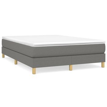 Estructura De Cama Doble Matrimonial - Con Somier Tela Gris Oscuro 140x190 Cm