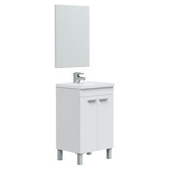 Mueble De Baño Levis 2 Puertas Con Espejo, Sin Lavabo, Color Blanco Brillo