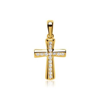 Colgante cruz 8 quilates oro circonita