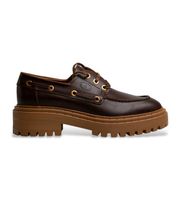 twinset para mujer 252tgt190 mocasines de piel stringata marron 38 plano cordones casual