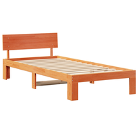 cama individual  cama con cabecera marron encerada 90x190 cm madera de pino solido cfw66958