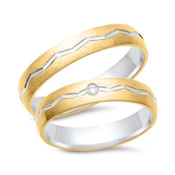 Alianzas 8 quilates oro amarillo-blanco con diamante