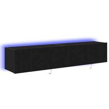 Mueble De Tv Montado En La Pared Con Led 2 Uds | Mueble De Salón | Gabinete De Tv Roble Negro