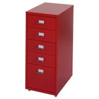 cajonera con ruedas con portaetiquetas 69x28x41cm 5 cajones en acero rojo 040004360