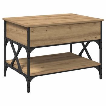 Mesa De Café - Mesa De Centro - Mesa Baja Roble Artesanal 70x50x50cm Madera Contrachapada