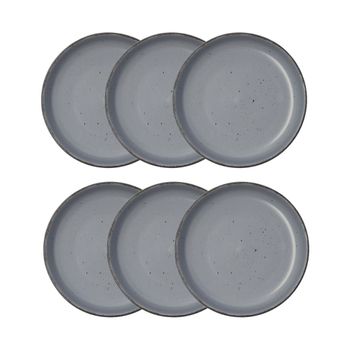 Set 6 platos hondos cerámica gris 18,5 cm