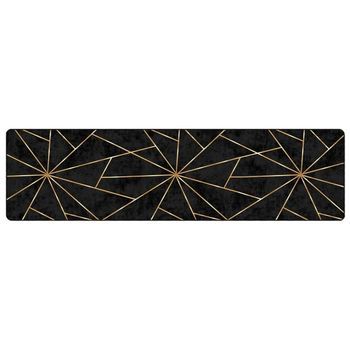 Alfombra Lavable Negro Y Dorado 80x300 Cm Vidaxl