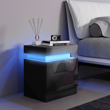 Mesita De Noche De Melamina De Madera Homcom 45x35x52 Cm Negro