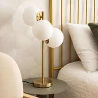 ledkia lighting - lampara de mesa moonlight brass  diseno elegante con 3 focos  uso interior ip20  compatible con bombillas e27  dimensiones 56x34x34 cm dorado cristal