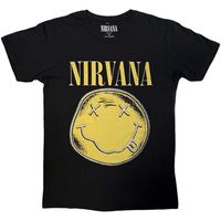 nirvana camiseta happy face infill distressed para hombre