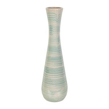 Florero Ceramica Blanca/celeste