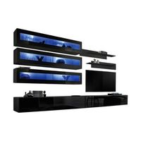 conjunto de muebles colgantes con leds coleccion fly j2 color negro