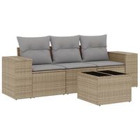 juego de sofas jardin con cojines 4 piezas  mueble de jardin ratan sintetico beige