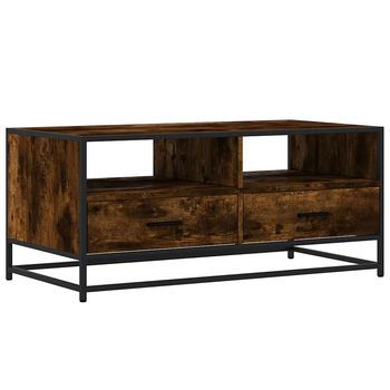 Mesa De Centro，mesa Auxiliar，mesita De Centro Madera Ingeniería Metal Roble Humo 100x50x45 Cm