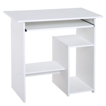 HOMCOM Escritorio para computadora escritorio con almacenamiento bandeja para teclado y soporte de monitor 80x45x75 cm Blanco   Aosom España