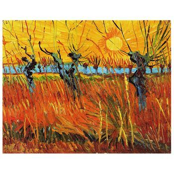 Legendarte - Cuadro Lienzo, Impresión Digital - Sauces Al Atardecer. - Vincent Van Gogh - Decoración Pared Cm. 50x60