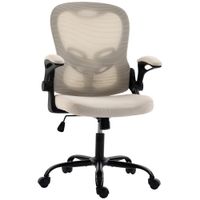 homcom silla de oficina ergonomica sillon de malla para oficina reposabrazos abatibles altura regulable funcion de balanceo beige   aosom espana