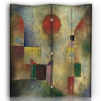 legendarte - biombo el globo rojo - paul klee - separador de ambientes para interiores cm 145x170 4 paneles