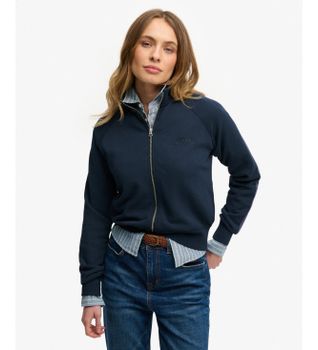 Superdry para mujer. W2012677A Sudadera Essential Logo Zip marino (XL), Casual, Deportivo, Algodón, Manga larga
