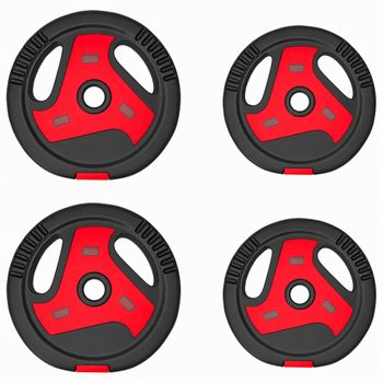 SPORTNOW Set de 4 discos de pesas 2 x 5/2,5 kg, juego de discos con asas, Negro+Rojo