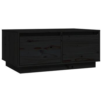 Mesa De Centro，mesa Auxiliar，mesa De Café De Madera Maciza De Pino Negro 80x50x35 Cm
