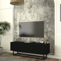 mueble de tv verpsboga con 2 puertas base corta 135x32x47 cm - negro encasa