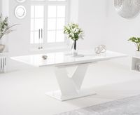 halo 160cm white high gloss extending dining table