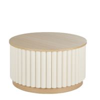 mesa de centro redonda elevable de roble y pino o80 cm