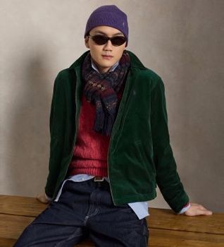 Polo Ralph Lauren para hombre. 710968125501 Chaqueta Wynton de pana verde (M), Casual, Algodón