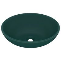 lavabo de bano moderno  lavabo de lujo ovalado ceramica verde oscuro mate 40x33 cm