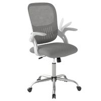 costway silla de oficina ergonomica con respaldo de malla y reposabrazos abatibles almacenamiento ajustable en altura y ruedas gris