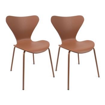 Conjunto De 2 Sillas En Polipropileno Y Metal - Asiento De Diseño Ideal Para Comedor Y Cocina - 51 X 80 X 51 Cm - Color Marrón
