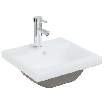 Lavabo De Baño Moderno | Lavabo Empotrado Con Grifo Cerámica Blanco 42x39x18 Cm