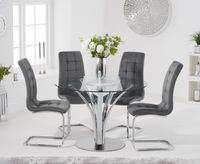 aria 110cm glass dining table with lorin velvet chairs - clear 4 chairs