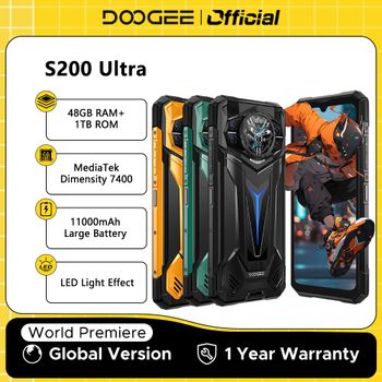 Estreno mundial DOOGEE S200 teléfono Ultra resistente 48GB + 1TB Dimensidad 7400 6,72 ”FHD + 120Hz Pantalla 11000mAh Batería 66W NFC Smartphone